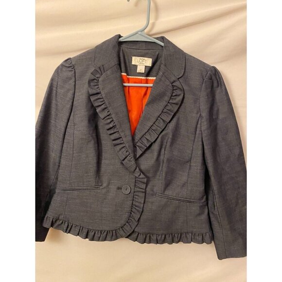 Ann Taylor Petites Loft 2P womens Size XS Gray fitted Suit Jacket Blazer - Picture 1 of 3